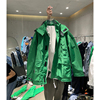 2022年风衣女欧洲站字母，宽松收腰显瘦绿色连帽冲锋衣工装外套