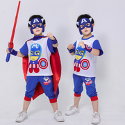 超人衣服男童儿童cosplay服装，套装卡通人物，幼儿园角色扮演演出服