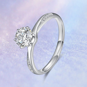 18k金钻石(金钻石)戒指，铂金六爪花苞1克拉钻戒，培育钻石求订婚结婚礼物