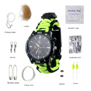 男士户外时尚防震登山运动电子，多功能手表工具套装，伞绳求生手表带
