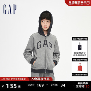 gap男女童冬季logo碳素，软磨抓绒柔软卫衣，儿童时髦运动上衣836686