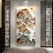 靠山图有山，无水画入户玄关过道旭日东升泰山日出风水招财壁画挂画