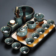 祥业哥窑茶具套装冰裂家用整套复古仿宋汝窑釉日式开片功夫陶瓷茶