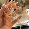 法式玫瑰珍珠项链，2024年女气质名媛风高级感小众，设计锁骨链女