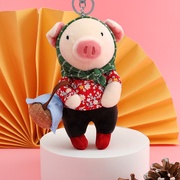 可爱V猪公仔情侣小挂件一对布娃娃毛绒玩具生日礼物女包包挂饰玩