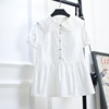 夏季小清新白衬衫短袖大码设计感小众蕾丝娃娃领百搭荷叶边胖MM