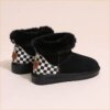 低筒雪地靴女短靴，2023冬季防滑防水加绒加厚保暖面包棉鞋