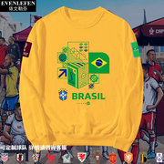 巴西法国西班牙葡萄牙卡塔尔世界杯足球迷服圆领卫衣男女长袖衣服