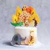卡通生日蛋糕装饰摆件黄色，毛毡秋树森林动物，蛋糕插牌插件装扮玩偶