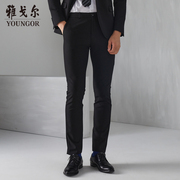商场同款雅戈尔西裤春夏季潮流男士修身黑色薄长裤子3751