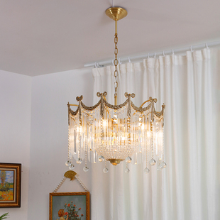 法式复古全铜水晶灯美式欧式奢华大气别墅客厅，餐厅卧室吊灯网红