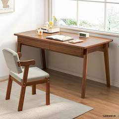 简易书桌电脑桌台式实木腿简约家用学习桌椅卧室写字现代办公桌子