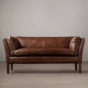 美式皮艺沙发欧式风格别墅客厅头层牛皮单双三人设计师款沙发定制