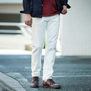 日本JAPAN BLUE白色修身直筒牛仔裤J370拉链复古长裤日产原色裤男