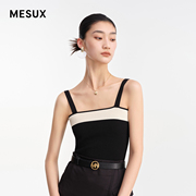 MESUX米岫夏季女装16针纱一字领外穿运动吊带背心女MLMUE102