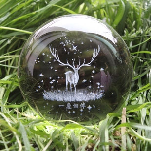 水晶球麋鹿星空透明创意，装饰品玻璃球小摆件圆球，可爱生日礼物女孩