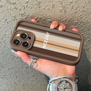 简约时尚英文条纹适用苹果15promax手机壳华为mate60pro金刚砂nova910小米13oppo红米vivo阶梯iphone14保护套