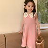 韩国女童娃娃领刺绣连衣裙，2024夏季甜美公主，裙小女孩无袖裙子
