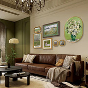 法式客厅沙发背景墙装饰画轻奢风景玄关餐厅石膏线装饰框美式挂画