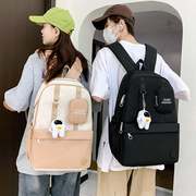 2024年韩版时尚双肩包尼龙布三件套女包挂件大容量撞色男士包