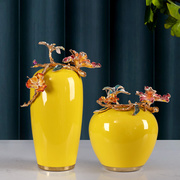 新中式珐琅彩陶瓷花瓶摆件，入户进门大气高档客厅，玄关酒柜高端装饰