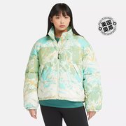 timberland女式滑雪学校防水羽绒服 - 蓝色/绿色印花 美国奥莱