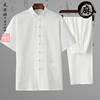 夏季棉麻中老年爸爸短袖唐装休闲中国风套装，男中式上衣衬衫太极服