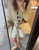 KOGIRL 黄色竖条纹棉麻防晒衬衫~2023夏季法式休闲宽松复古女