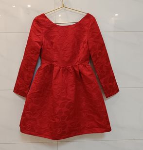 淑女屋圣诞公主，红色提花高腰，连衣裙esf03款980