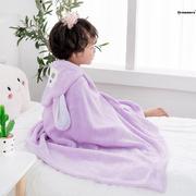 。儿童浴巾斗篷浴袍可穿式冬天初生婴儿浴衣，冬天抱被浴巾两用2023