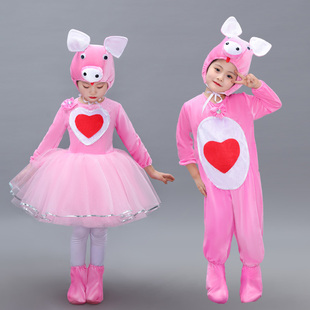 小猪演出服儿童小猪佩奇，衣服粉色可爱快乐三只小猪，舞蹈表演服成人