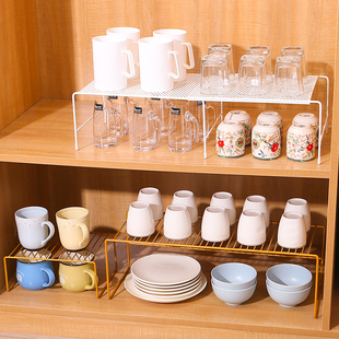 杯架收纳杯子置物架分层放水杯茶杯架橱柜，桌面玻璃杯沥水架收纳盒