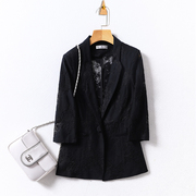黑色蕾丝西装外套女生薄款2023夏季高级感修身休闲小个子西服8910