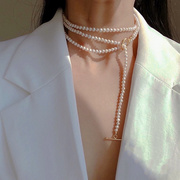 多种戴法小众轻奢长款双层天然淡水珍珠毛衣链气质网红项链女个性