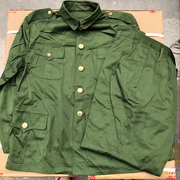 老货铜扣子外套春秋涤卡，军绿工作服套装87式，冬常服老兵绿军衣