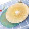 欧式风格大号水晶玻璃水果盘零食盘绿色菠萝盘客厅糖果盘圆形平盘