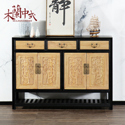 中式实木家具老榆木手绘玄关，柜储物仿古鞋柜整装，带抽屉现代中式柜