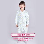 日本GHF儿童连体睡衣女宝宝冬季加厚款家居服中大童纯棉长袖如厕