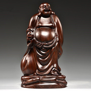 黑檀木雕刻弥勒佛像摆件布袋，大肚笑佛家居客厅装饰红木工艺品送礼