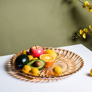 水果盘创意欧式玻璃糖果盆大号，现代客厅家用水晶，茶几零食网红平盘