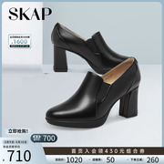 SKAP圣伽步春季新商场同款舒适通勤高跟女士真皮单鞋AAT19AA3