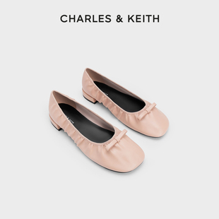 charles&keith春季女鞋，ck1-70920119蝴蝶结平底单鞋，女鞋