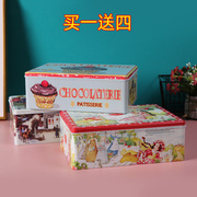 长方形糕点收纳盒铁皮饼干盒糖果零食储物盒特大号密封马口铁盒子