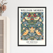 莫里斯花纹草莓小偷海报竖款精致无框油画高清印制欧式画芯装饰画