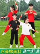 儿童武术服纯棉夏季短袖六一表演出服武馆学生少儿训练练功服套装
