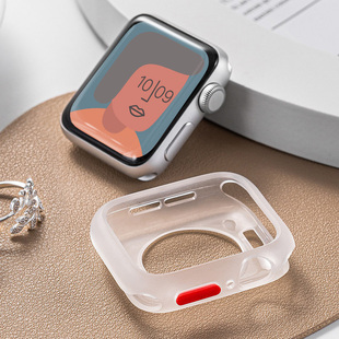 适用苹果手表保护壳applewatch7表带s8智能，se保护套8代表盘44mm表壳40高级5硅胶，s6软壳4夏季3磨砂2透明watchs