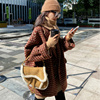 韩国2023显瘦茧型格子，西装外套女宽松英伦，风短款毛呢大衣女潮