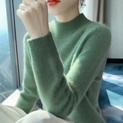 鄂尔多斯羊毛衫女100纯羊毛半高领，洋气毛衣女(毛，衣女)双股加厚羊绒打底衫
