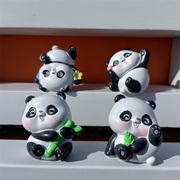 奶芙panda摆件可爱网红熊猫树脂小公仔家居客厅蛋糕装饰生日礼物