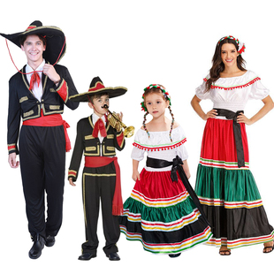 墨西哥风情派对服男女款北美洲民族服装亡灵节派对装文化节艺术服